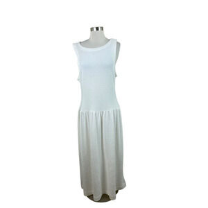 Free People Beach L White Terry Drop Waist Dress Coastal Coverup Large